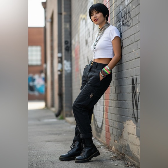 Vintage Pants - Vintage EXIT Cargo Pants Industrial Utility Streetwear Canadian 90s Raver 28